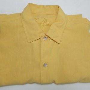 Tommy Bahama Men Hawaiian Shirt Yellow Palm Trees